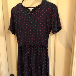 Envie de Fraise nursing/maternity dress size 4/6 navy blue & red